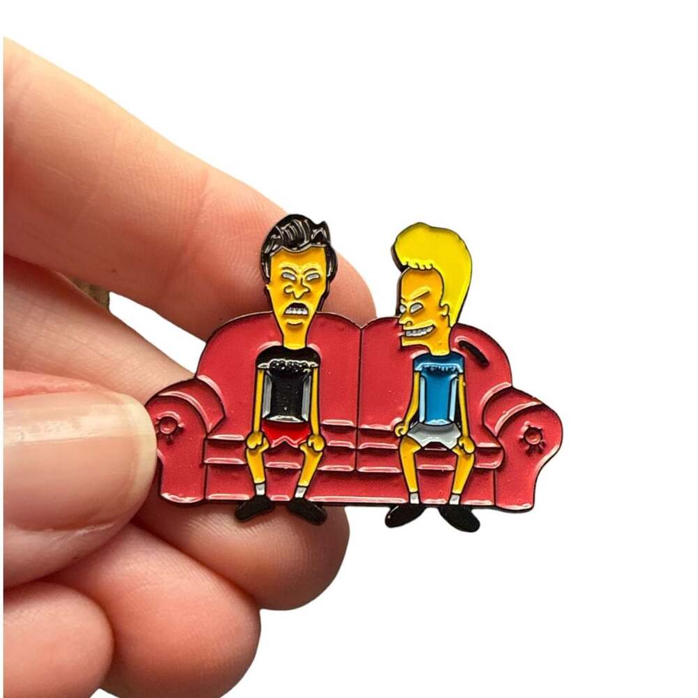 Beavis and Butt-Head Sitting on Couch Enamel Lapel Pin